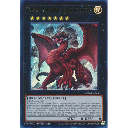 Disaster, Dragon Ruler of All Apocalypses ALIN-EN049 QCR Quarter Century Secret Rare Yu-Gi-Oh Alliance Insight in Art