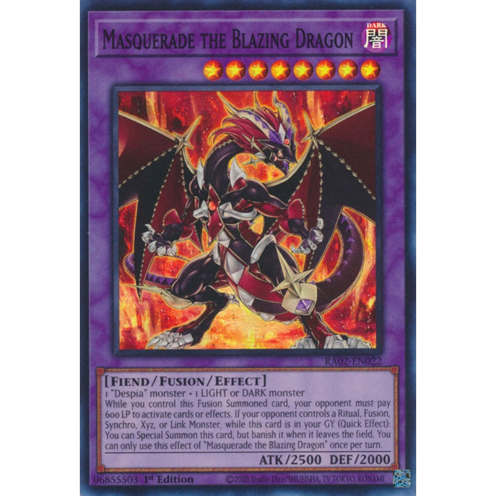 Masquerade the Blazing Dragon RA02-EN022 Super Super Rare Yu-Gi-Oh 25th Anniversary Rarity Collection II in Art