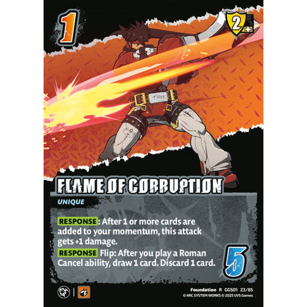 Flame of Corruption 23/85 Universus Card Game Guilty Gear -Strive- R Foil