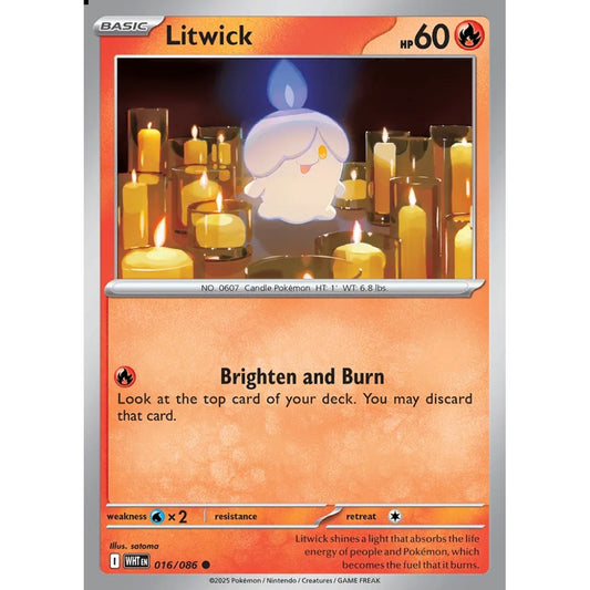 Litwick Common 016/086 Pokemon Card Game White Flare