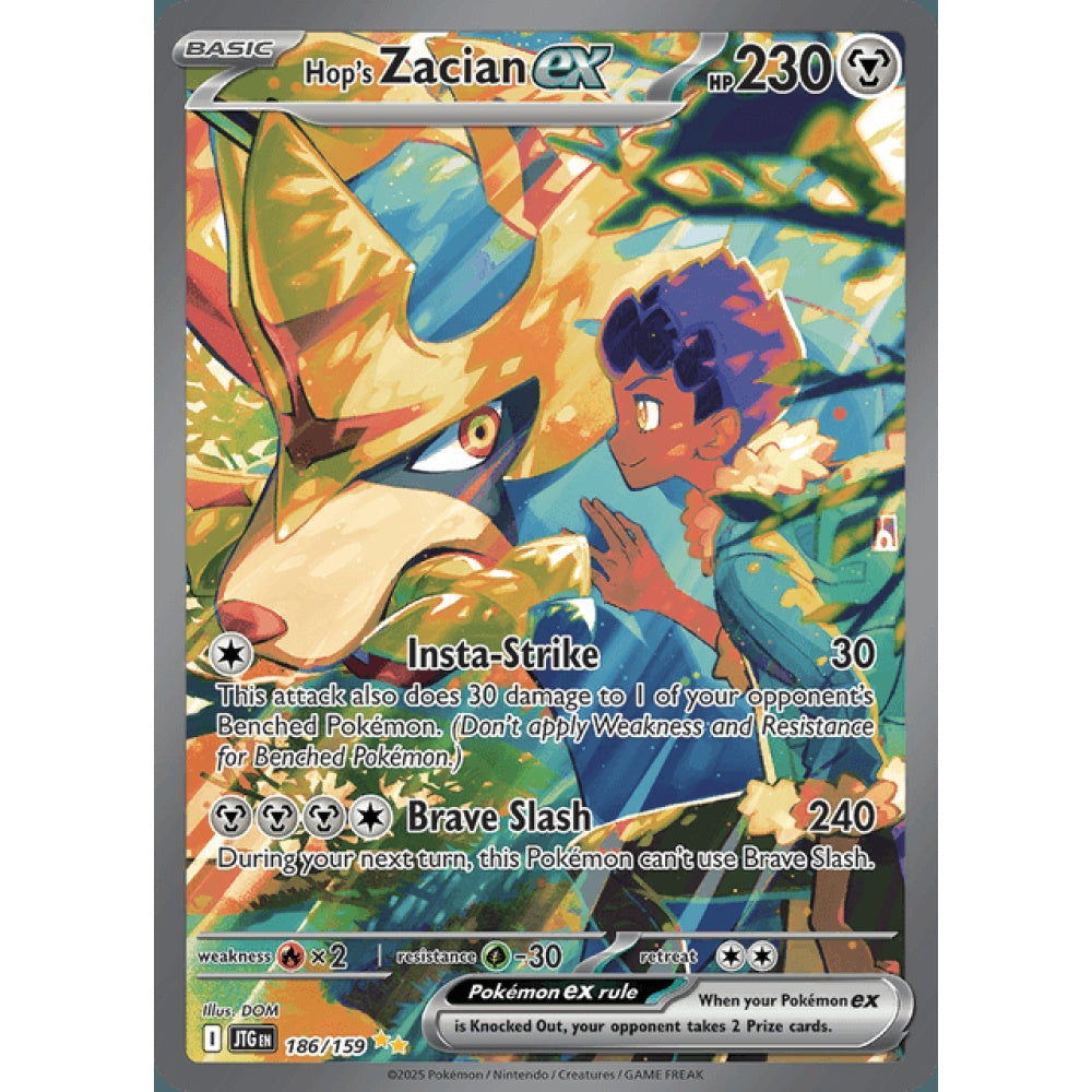 Hop's Zacian ex Secret Illustration Rare 186/159 Pokemon Card Game Journey Together