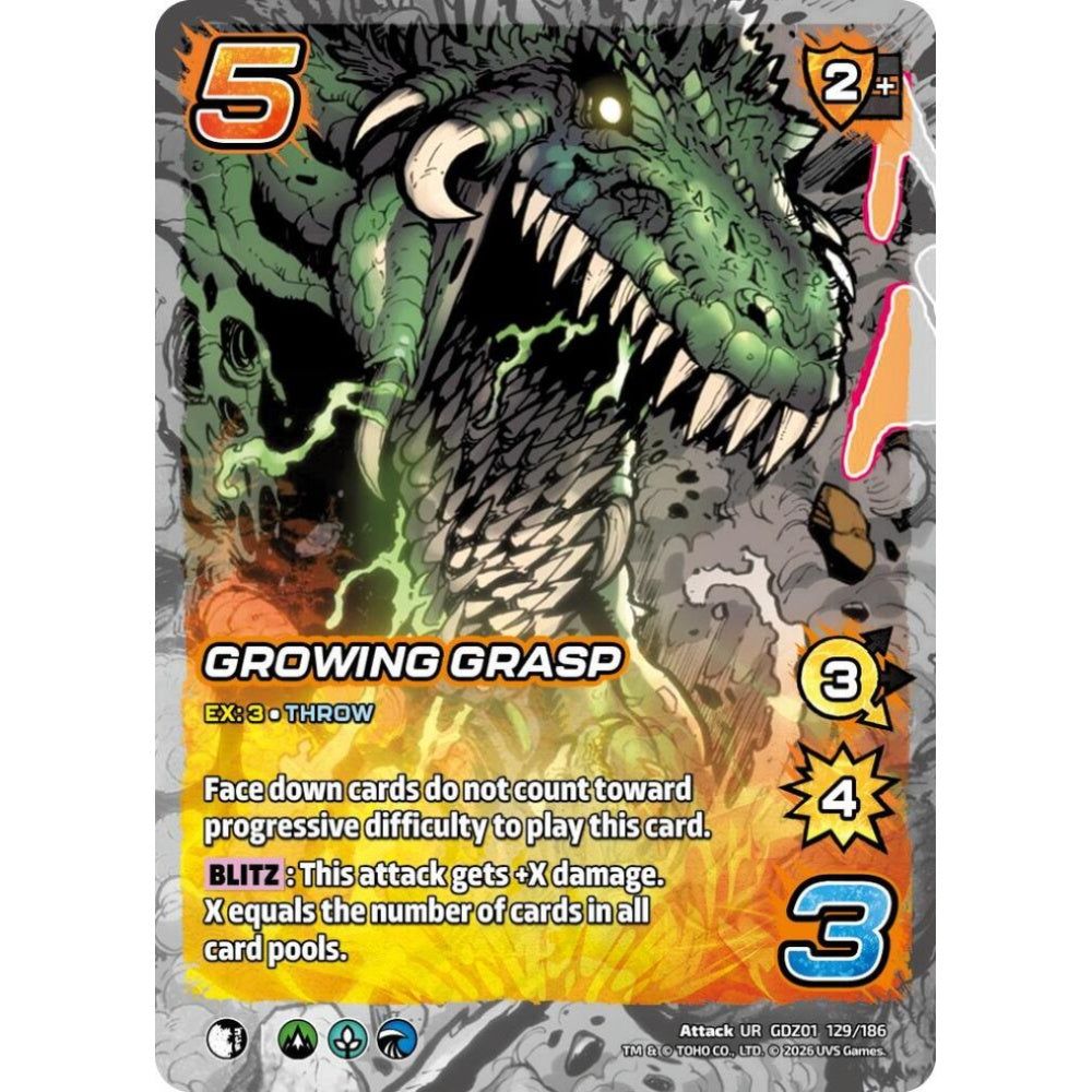 Growing Grasp GDZ01 129/186 GDZ01 Universus Godzilla: Reign of Kaiju Attack UR