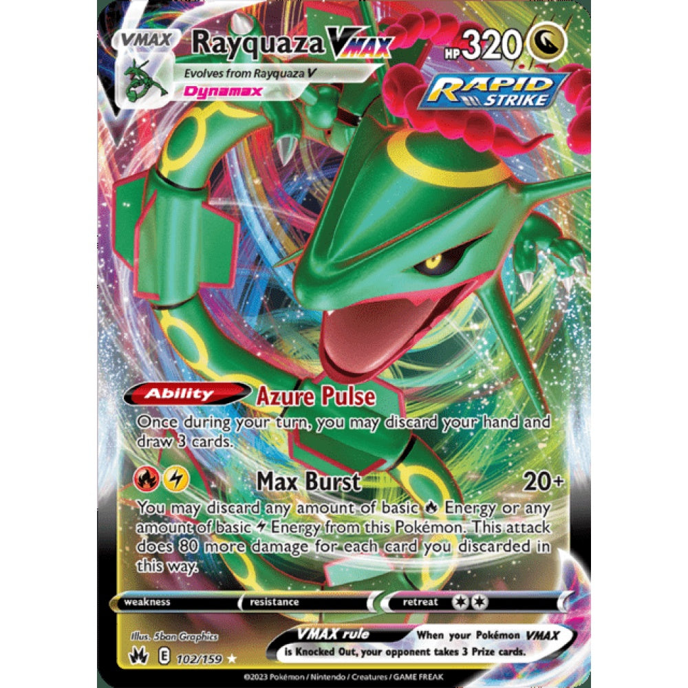 Rayquaza VMAX Ultra Rare 102/159 Pokemon Card Game Crown Zenith