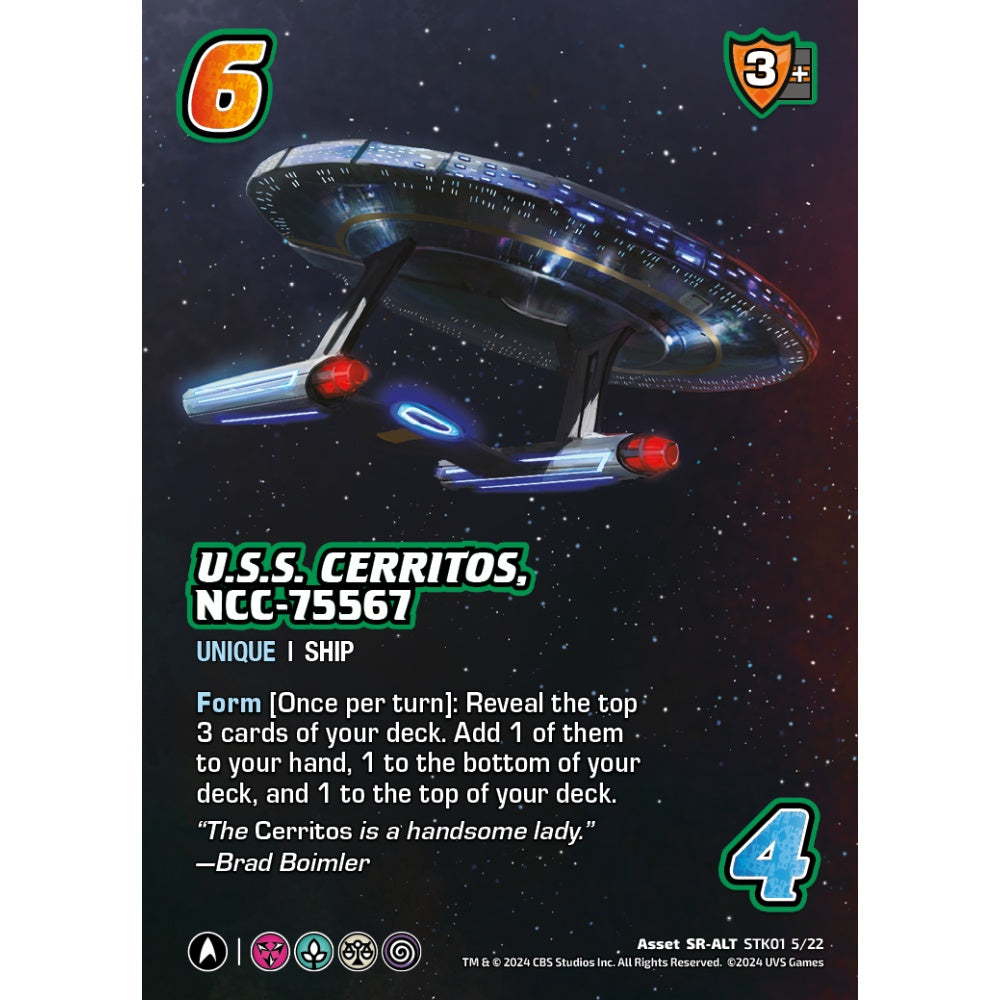U.S.S. Cerritos, NCC-75567, 5/22, STK01, Universus, Star Trek Lower Decks Challenger Decks, Asset, SR-ALT