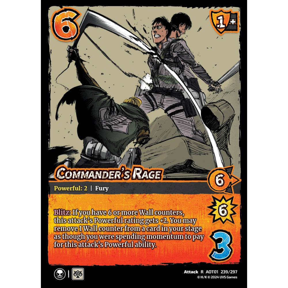 Commander's Rage, 239/297, R, UniVersus, Attack on Titan: Battle for Humanity