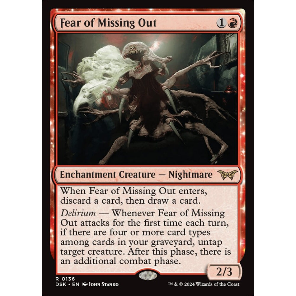Fear of Missing Out, 136, rare, Magic: The Gathering, Duskmourn: House of Horror