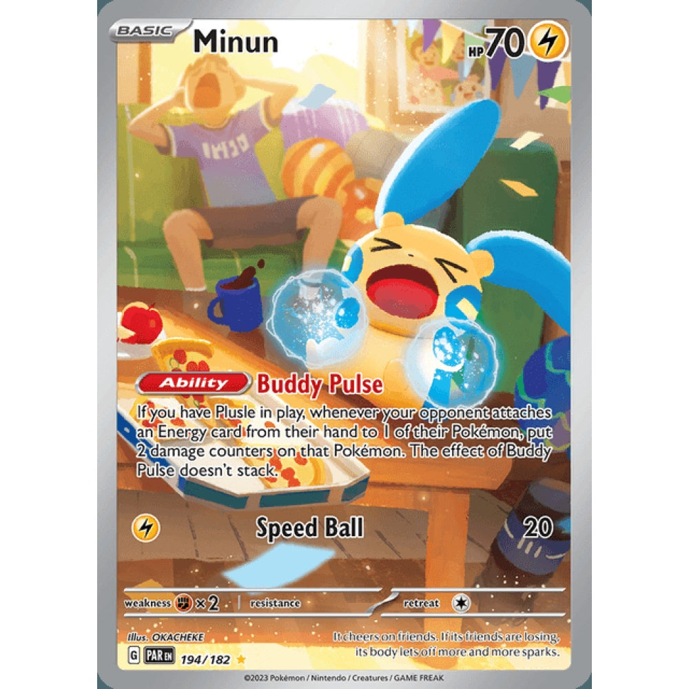 Minun Illustration Rare 194/182 Pokemon Card Game Paradox Rift
