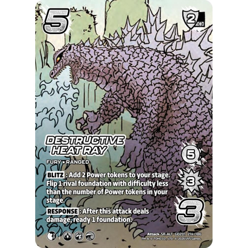 Destructive Heat Ray GDZ01 214/186 GDZ01 Universus Godzilla: Reign of Kaiju Attack SR-ALT