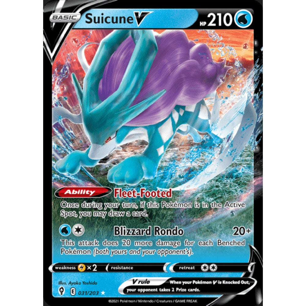 Suicune V Double Rare 031/203 Pokemon Card Game Evolving Skies