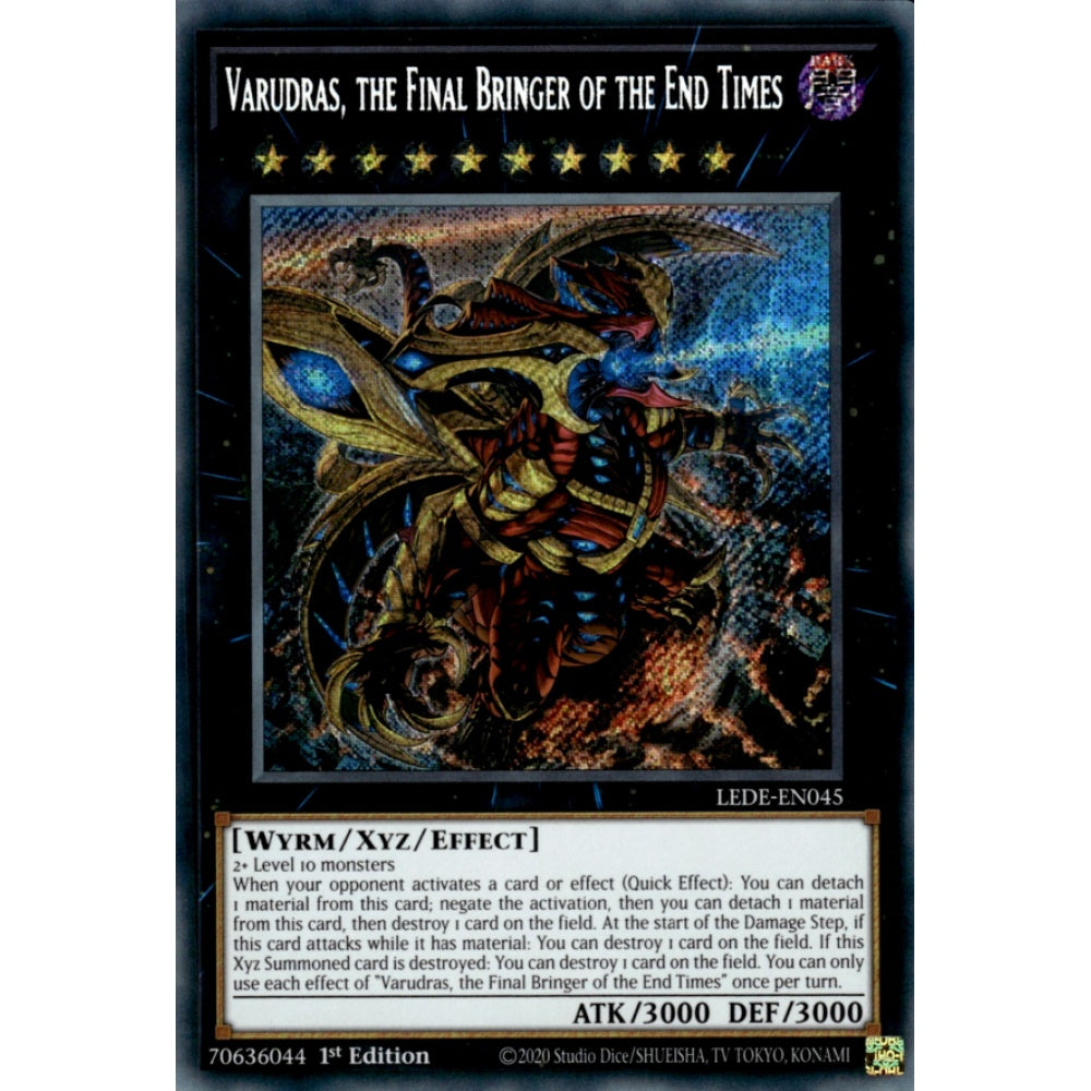 Varudras, the Final Bringer of the End Times LEDE-EN045 QCR Quarter Century Secret Rare Yu-Gi-Oh Legacy of Destruction in Art