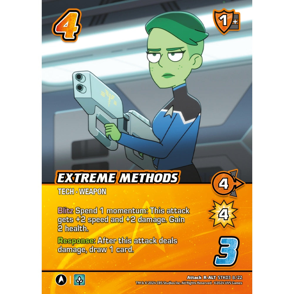Extreme Methods, 8/22, STK03, Universus, Star Trek Lower Decks Challenger Decks, Attack, R-ALT