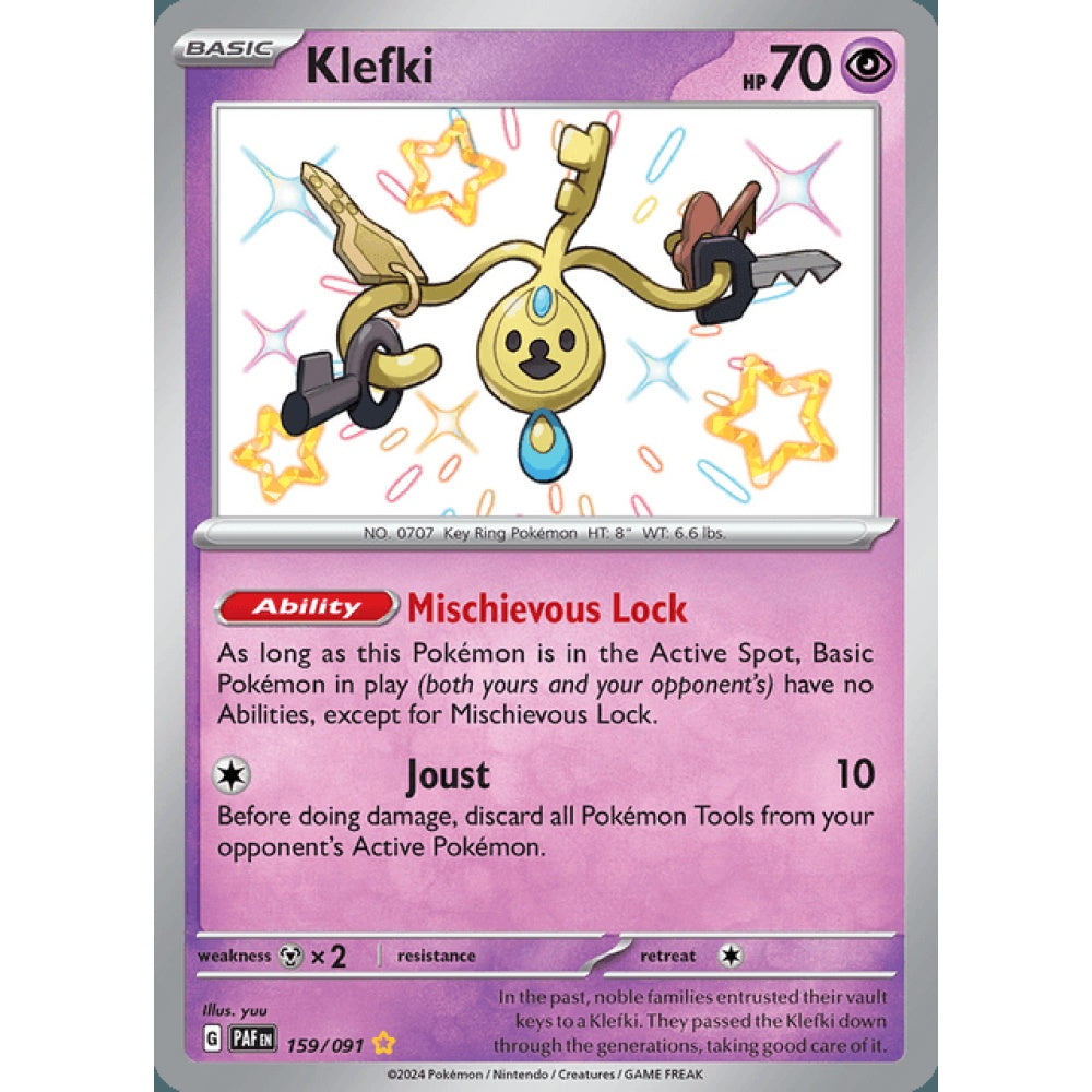Klefki Shiny Rare 159/091 Pokemon Card Game Paldean Fates