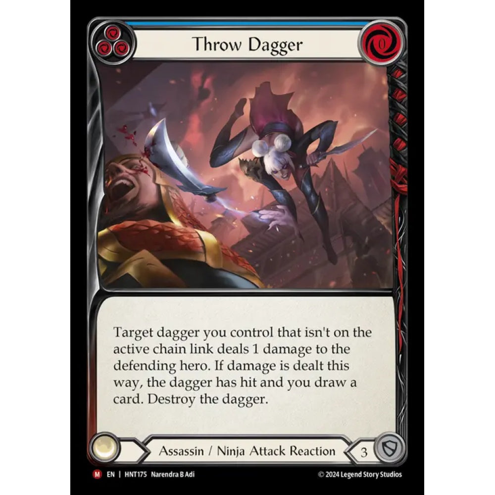 Throw Dagger HNT175-RF Majestic Flesh & Blood Trading Card Game The Hunted in Rainbow Foil Art