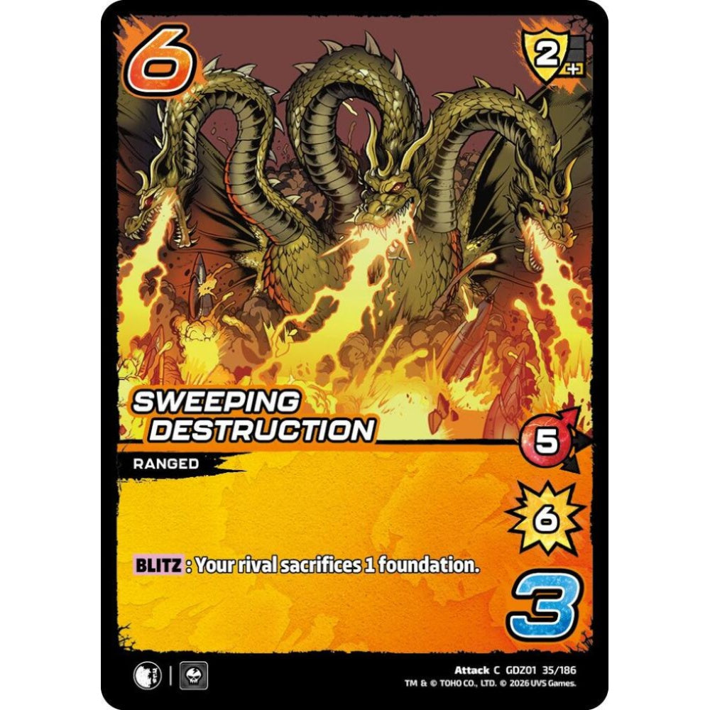 Sweeping Destruction GDZ01 35/186 GDZ01 Universus Godzilla: Reign of Kaiju Attack C