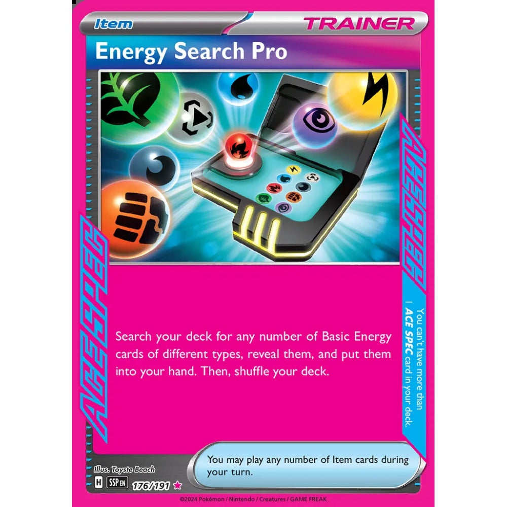 Energy Search Pro ACE SPEC Rare 176/191 Pokemon Card Game Surging Sparks
