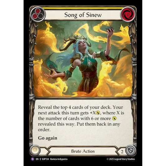Song of Sinew SUP134-RF Super-Rare Flesh & Blood Trading Card Game Super Slam in Rainbow Foil Art