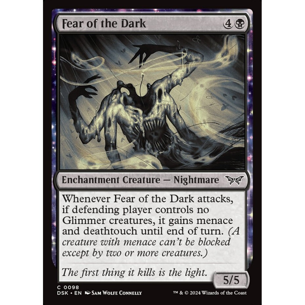 Fear of the Dark, 98, common, Magic: The Gathering, Duskmourn: House of Horror