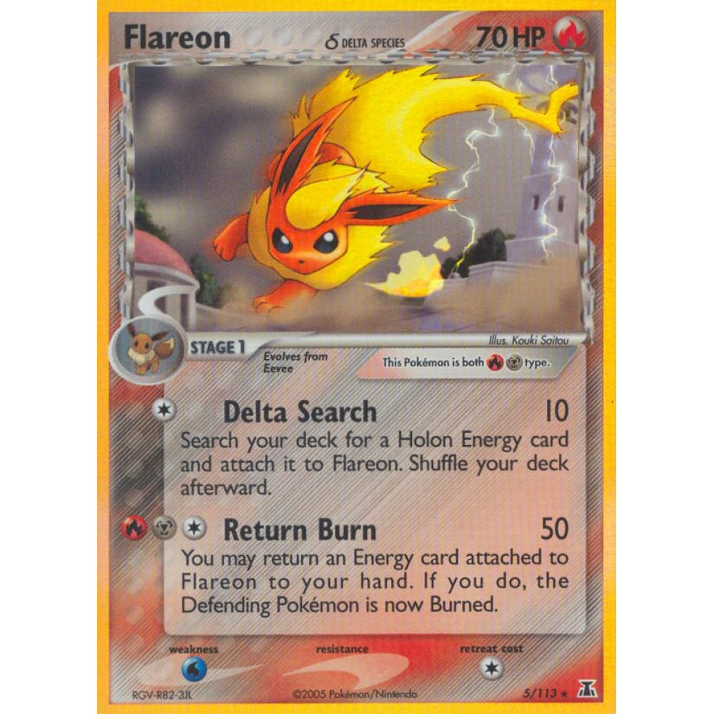 Flareon Holo Rare 5/113 Pokemon Card Game Delta Species