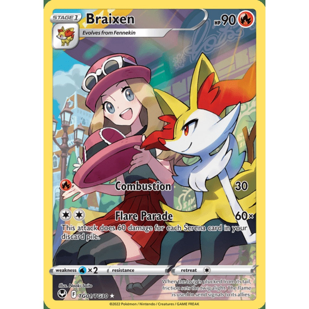 Braixen Illustration Rare TG1/TG30 Pokemon Card Game Silver Tempest