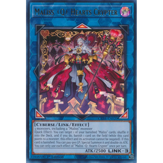 Maliss <Q> Hearts Crypter CRBR-EN020 QCR Quarter Century Secret Rare Yu-Gi-Oh Crossover Breakers in Art