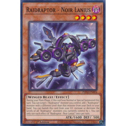 Raidraptor - Noir Lanius PHNI-EN004 Common Common Yu-Gi-Oh Phantom Nightmare in Art