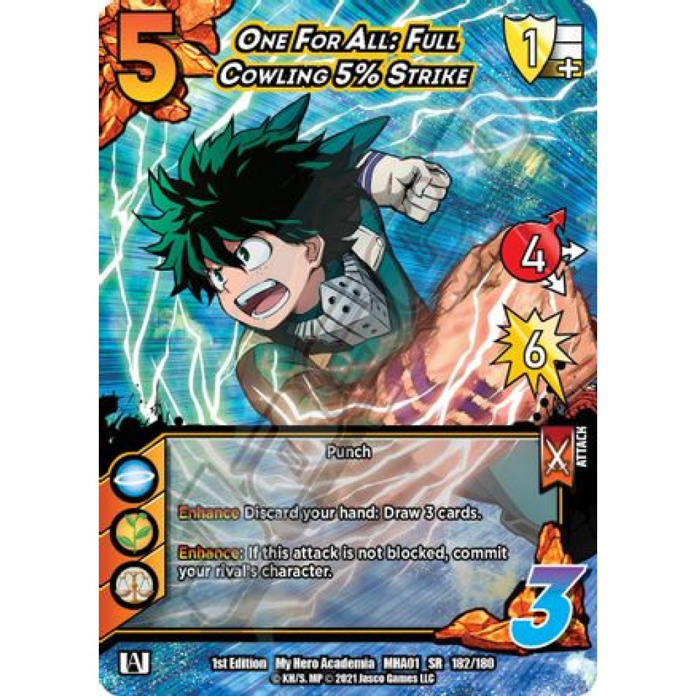 One For All: Full Cowling 5% Strike, 182/180, SR, UniVersus, MHA01 My Hero Academia