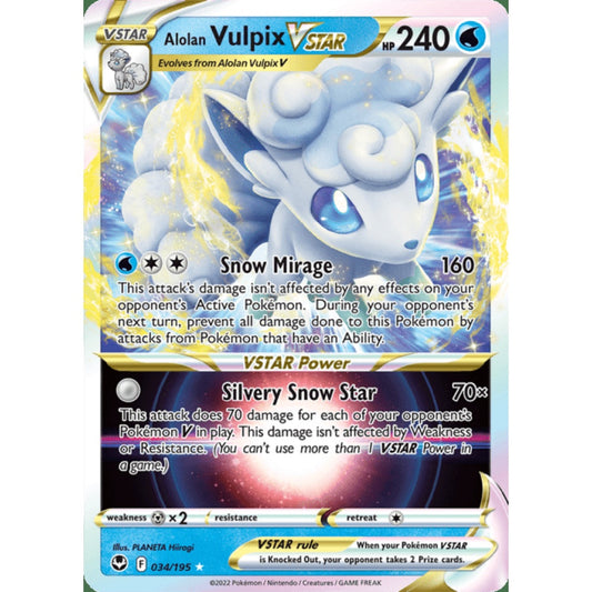 Alolan Vulpix VSTAR Ultra Rare 034/195 Pokemon Card Game Silver Tempest