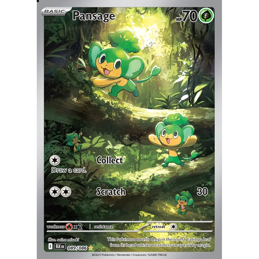 Pansage Illustration Rare 089/086 Pokemon Card Game Black Bolt