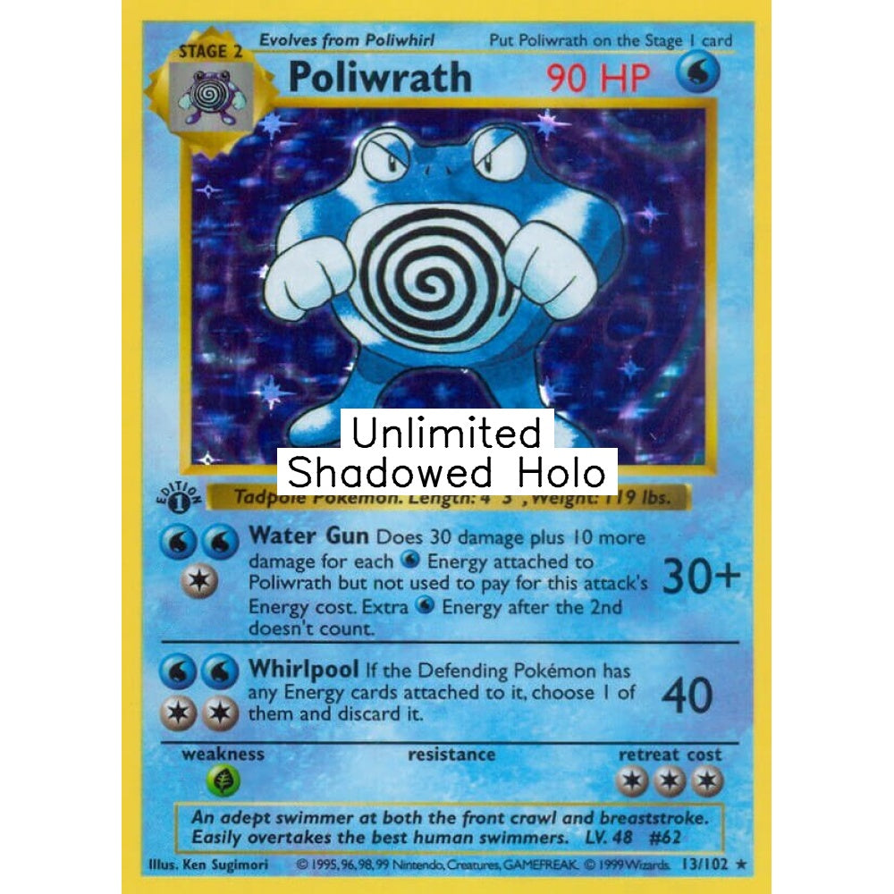 Poliwrath Holo Rare 13/102 Pokemon Card Game Base Set
