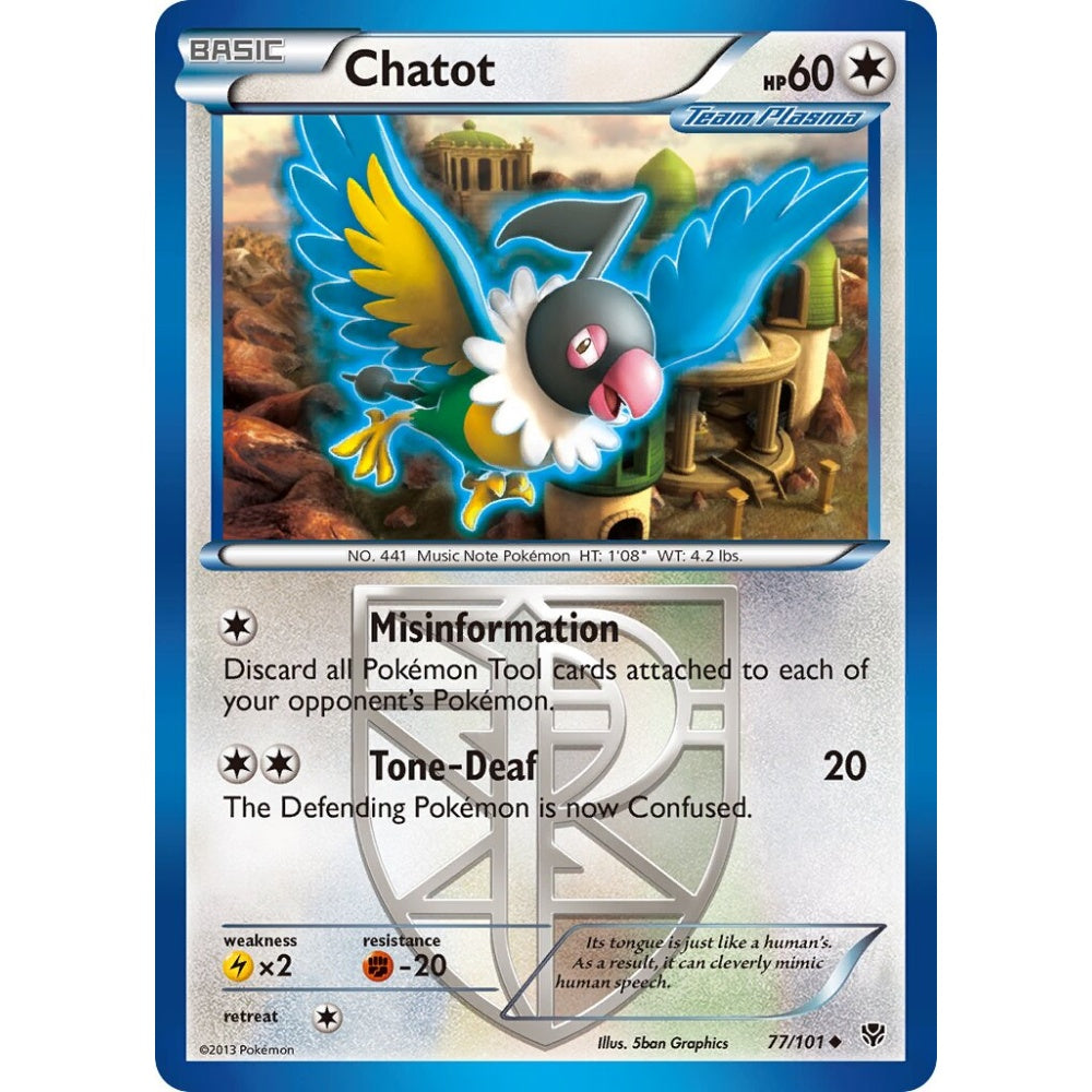 Chatot Uncommon 77/101 Pokemon Card Game Plasma Blast