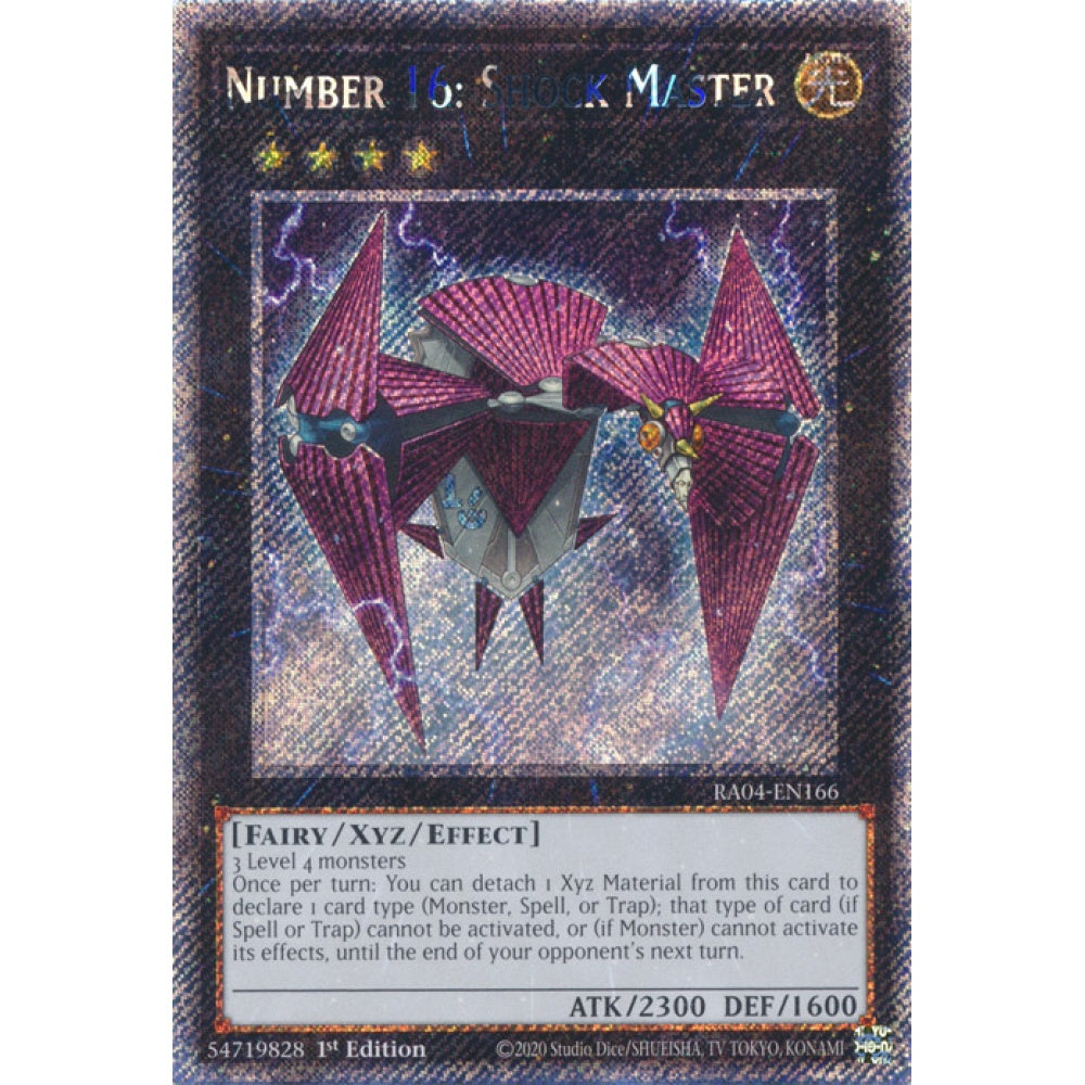 Number 16: Shock Master RA04-EN166 Platinum Platinum Secret Rare Yu-Gi-Oh Quarter Century Stampede in Art