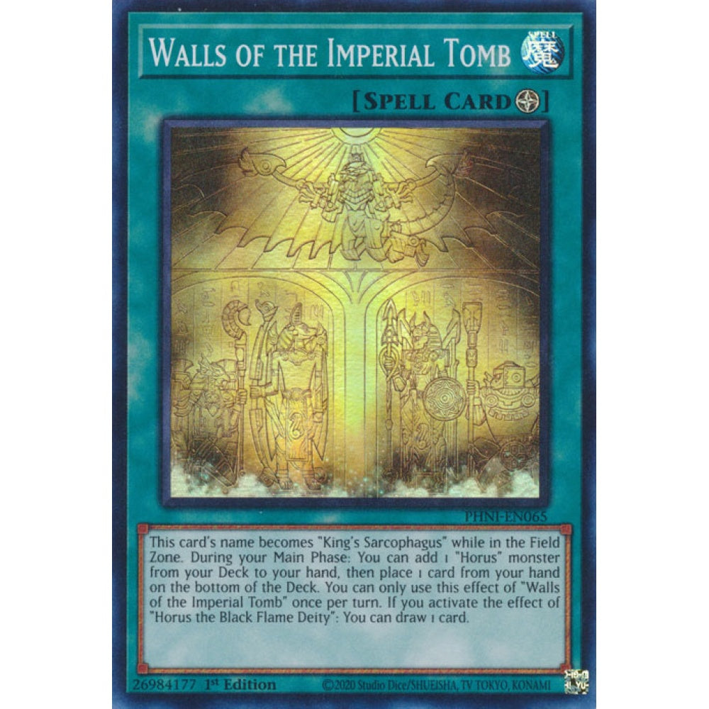 Walls of the Imperial Tomb PHNI-EN065 Super Super Rare Yu-Gi-Oh Phantom Nightmare in Art