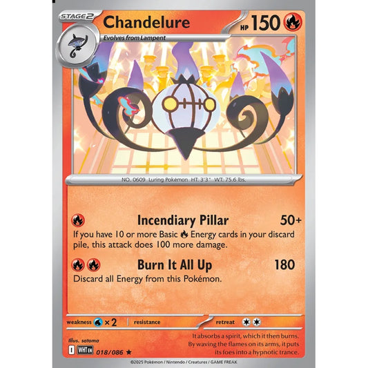 Chandelure Rare 018/086 Pokemon Card Game White Flare