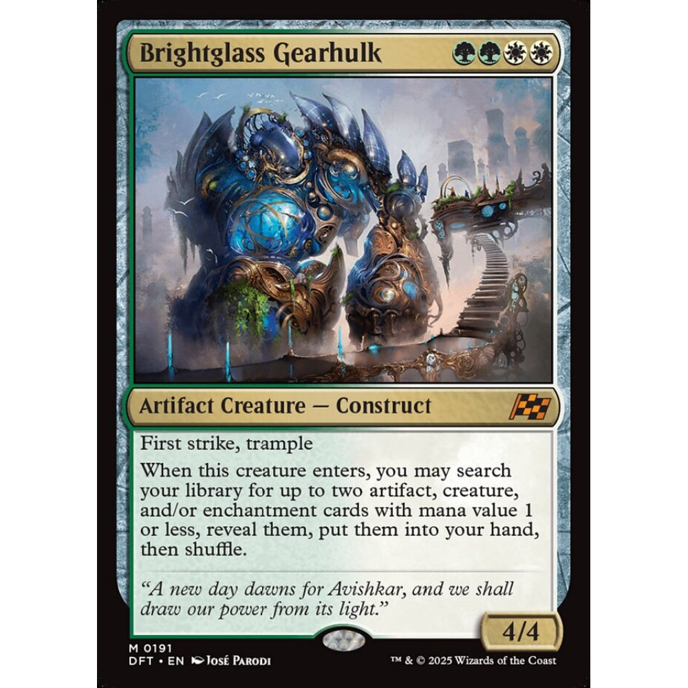 Brightglass Gearhulk, 191, mythic, Magic: The Gathering, Aetherdrift