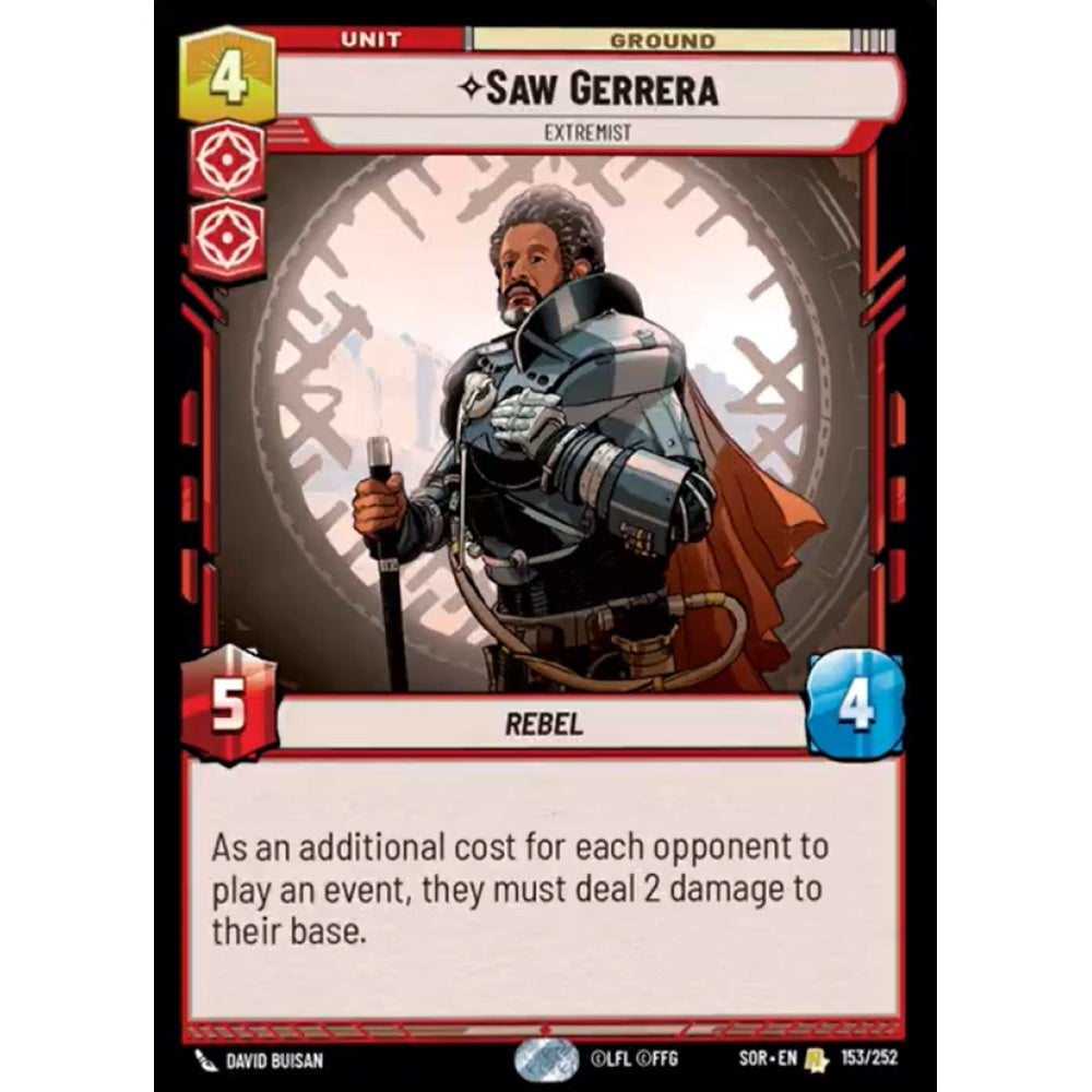 Saw Gerrera, 153, R, Star Wars Unlimited, Sparks Of Rebellion