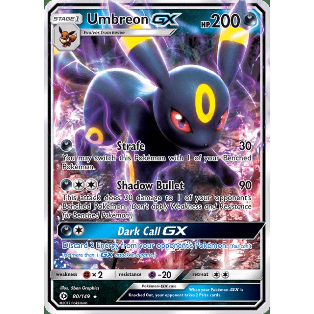 Umbreon-GX Double Rare 80/149 Pokemon Card Game Sun & Moon