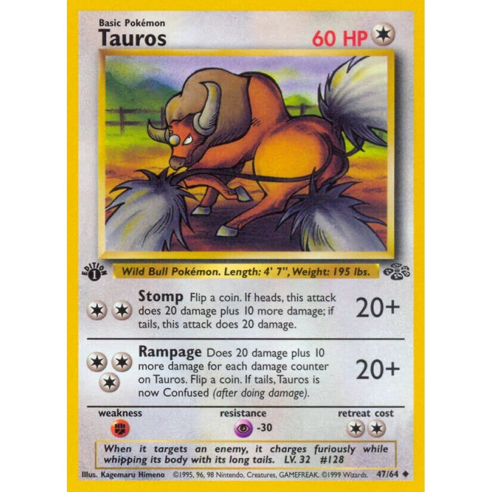 Tauros Uncommon 47/64 Pokemon Card Game Jungle