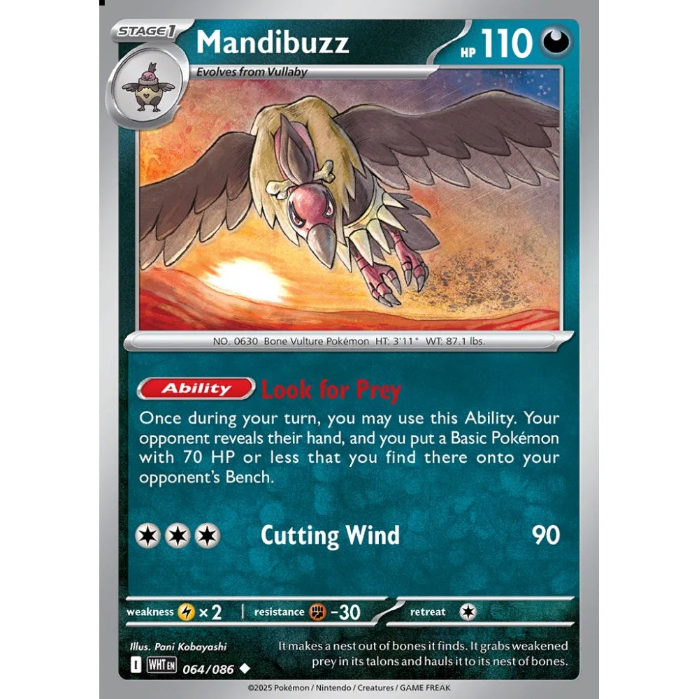 Mandibuzz Uncommon 064/086 Pokemon Card Game White Flare