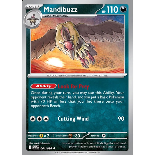 Mandibuzz Uncommon 064/086 Pokemon Card Game White Flare