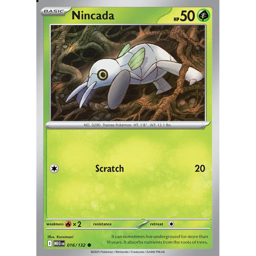 Nincada Common 016/132 Pokemon Card Game Mega Evolution