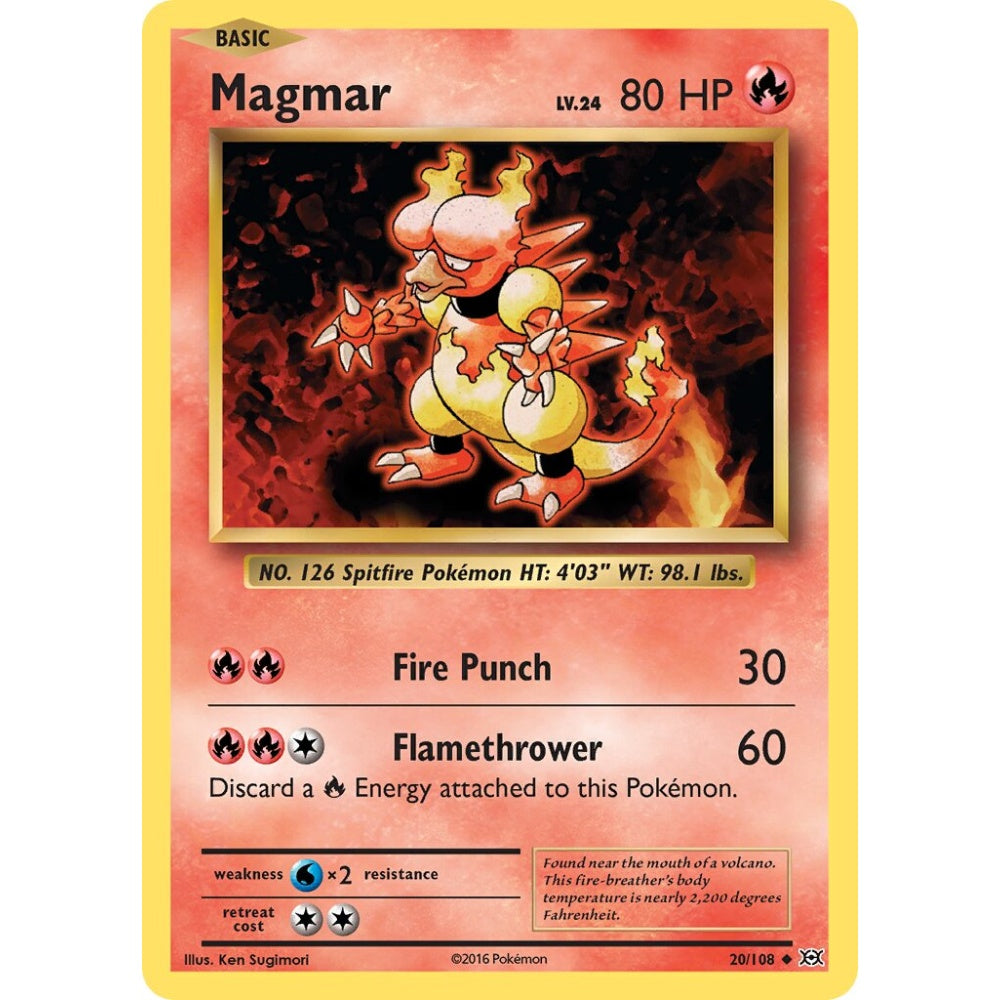Magmar Uncommon 20/108 Pokemon Card Game Evolutions
