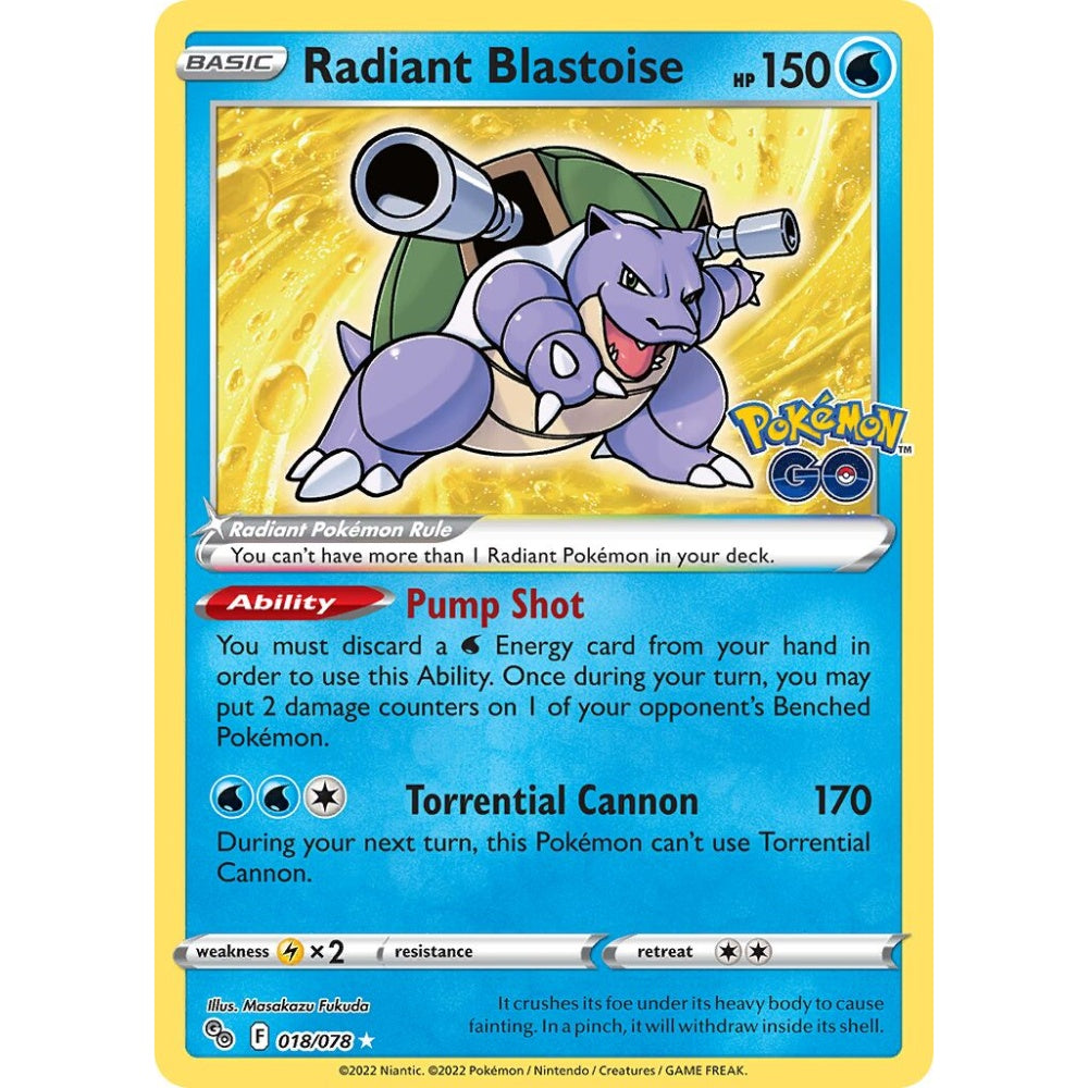 Radiant Blastoise Radiant Rare 018/078 Pokemon Card Game Pokémon GO