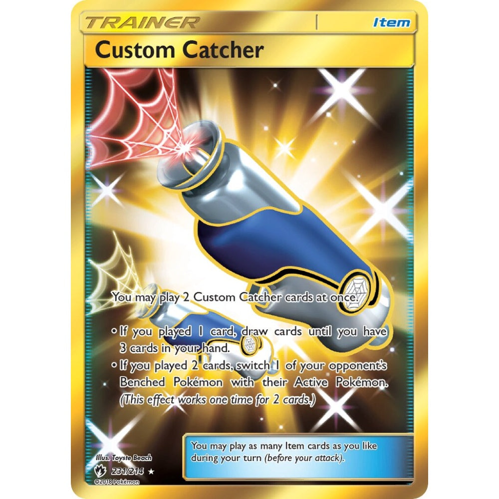 Custom Catcher Rare Secret 231/214 Pokemon Card Game Lost Thunder