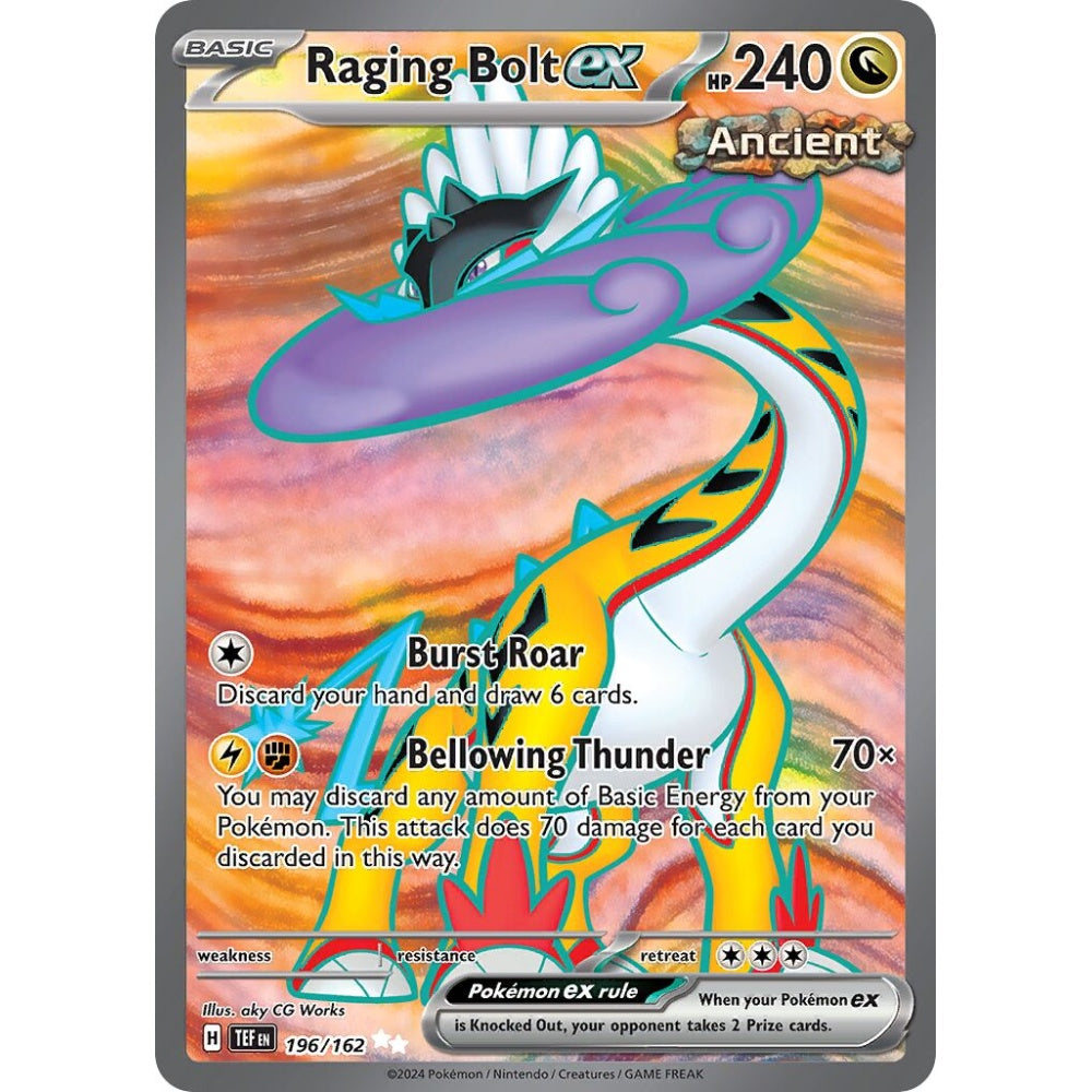 Raging Bolt ex Ultra Rare 196/162 Pokemon Card Game Temporal Forces