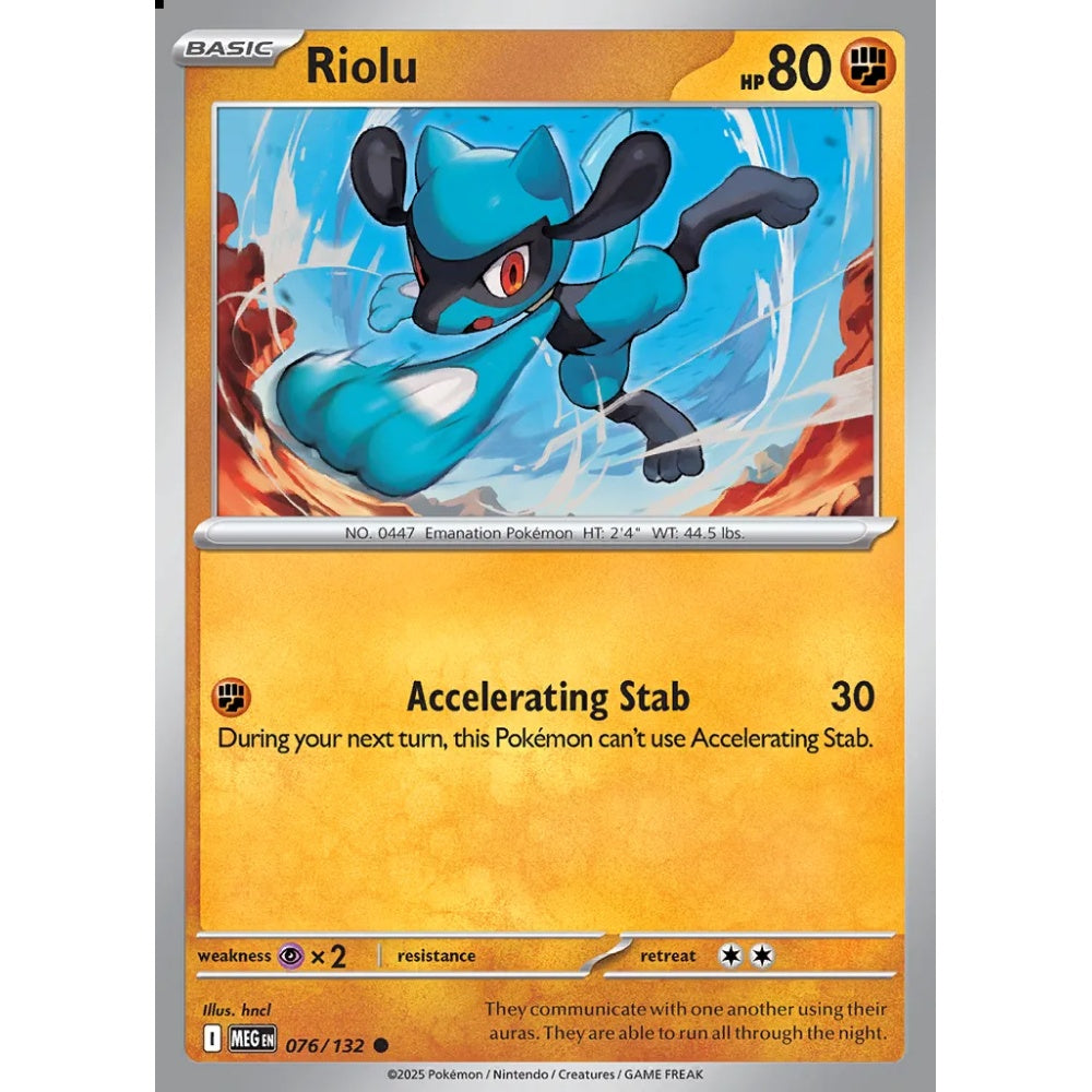 Riolu Common 076/132 Pokemon Card Game Mega Evolution