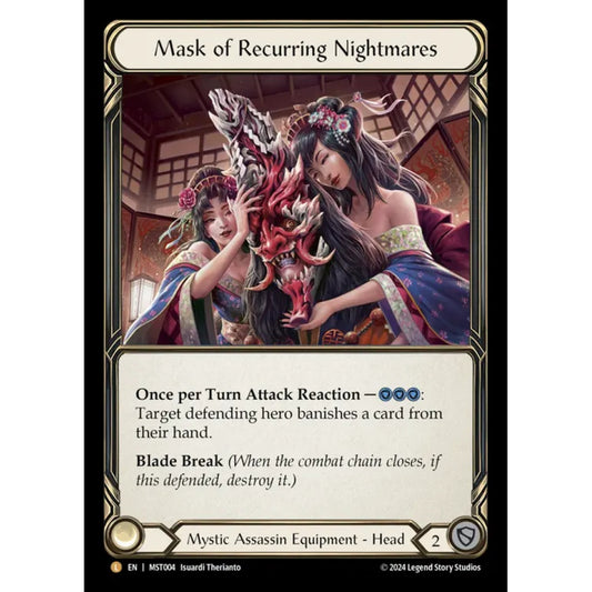 Mask of Recurring Nightmares MST004-RF Legendary Flesh & Blood Trading Card Game Part the Mistveil in Rainbow Foil Art