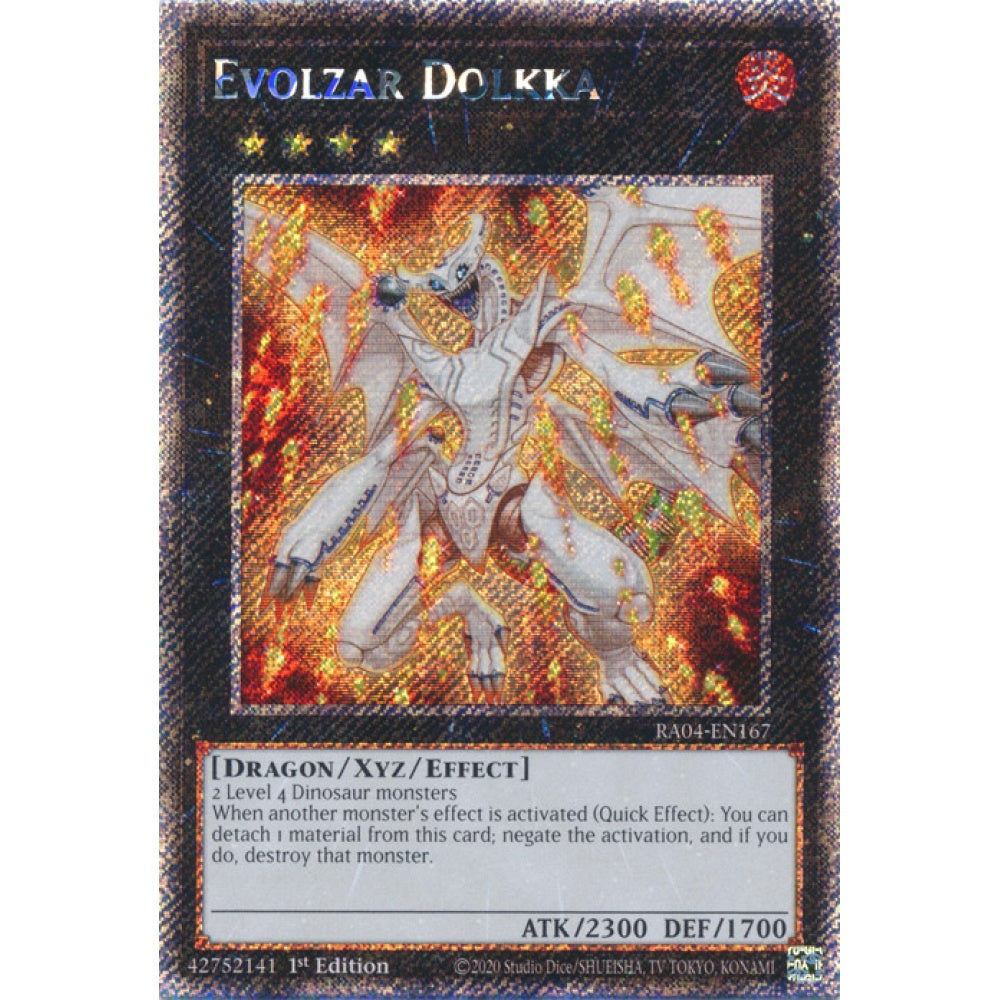 Evolzar Dolkka RA04-EN167 Platinum Platinum Secret Rare Yu-Gi-Oh Quarter Century Stampede in Art