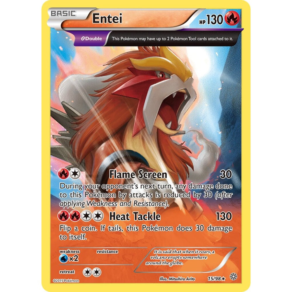 Entei Rare Holo 15/98 Pokemon Card Game Ancient Origins