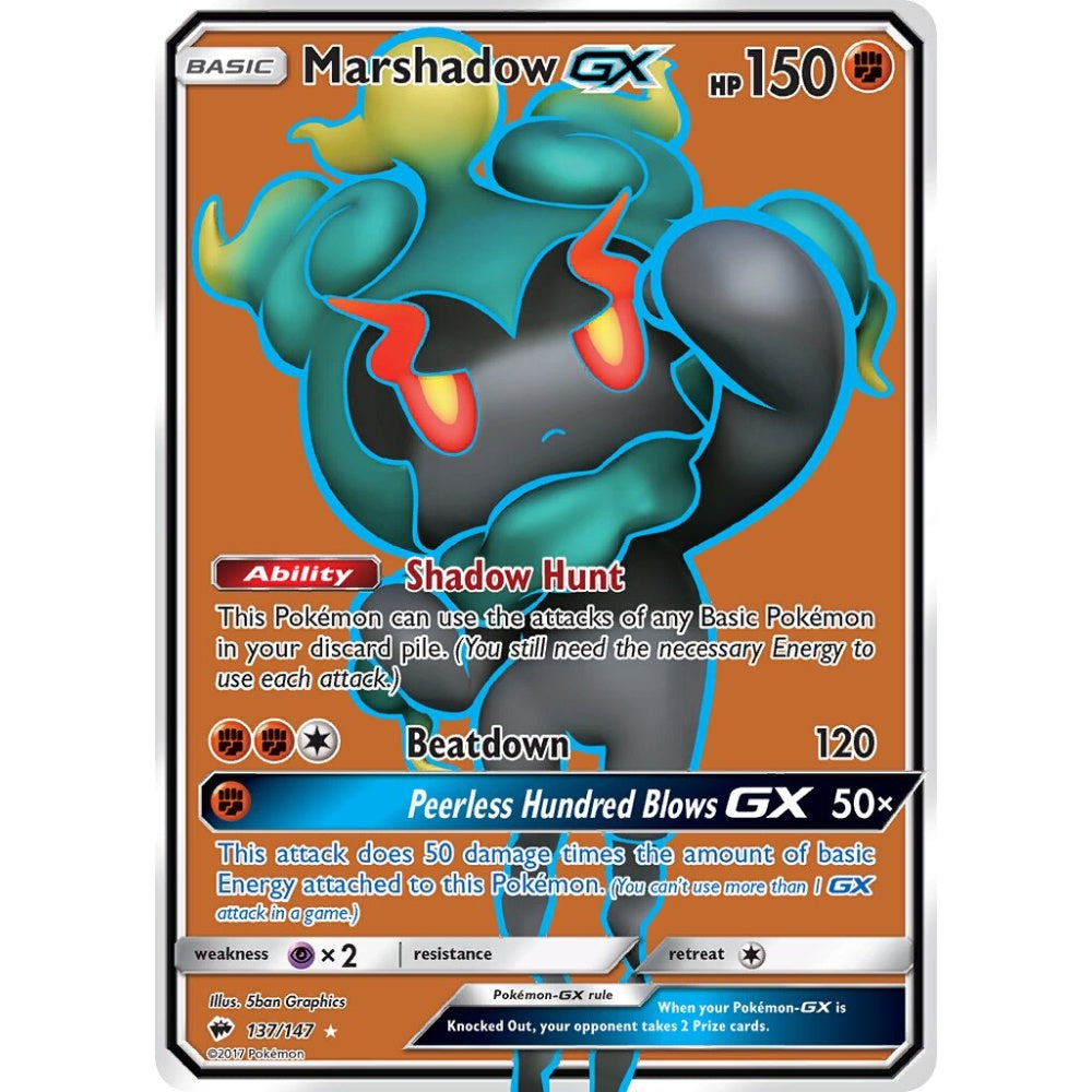 Marshadow-GX Rare Ultra 137/147 Pokemon Card Game Burning Shadows