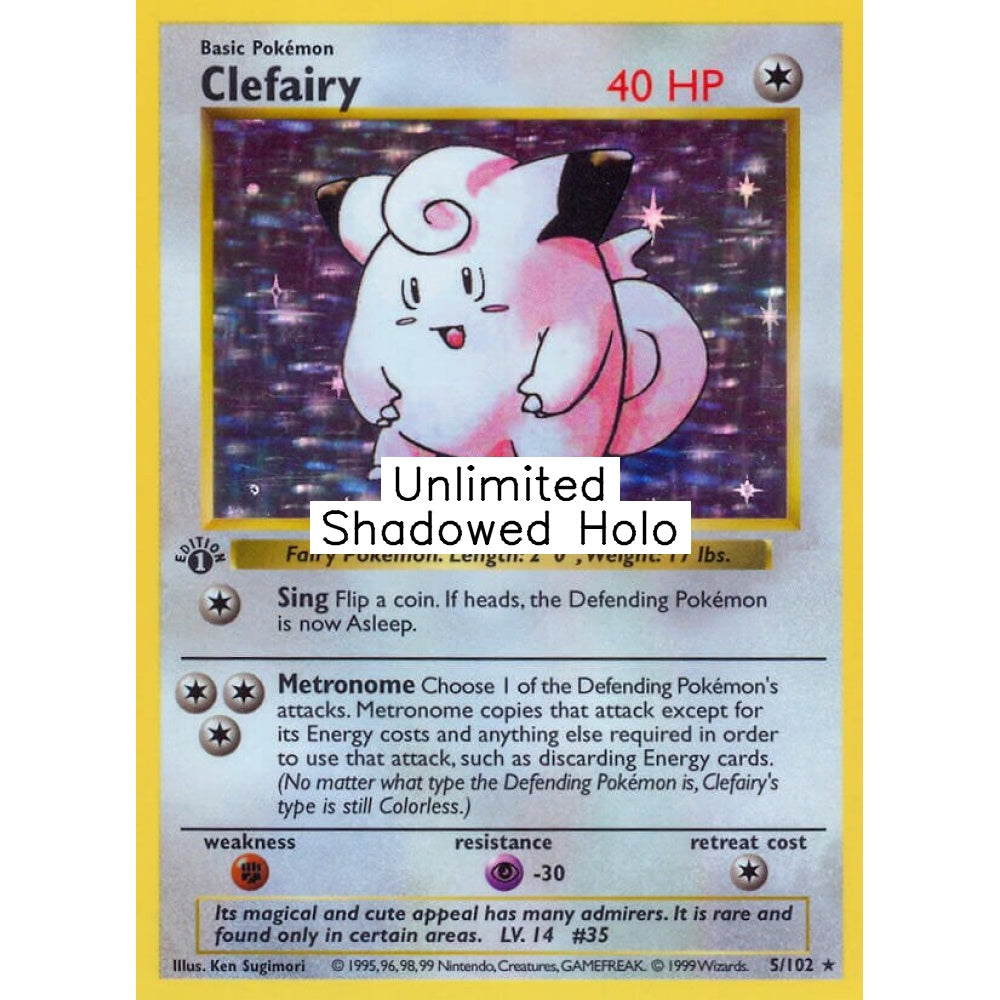 Clefairy Rare Holo 5/102 Pokemon Card Game Base Set